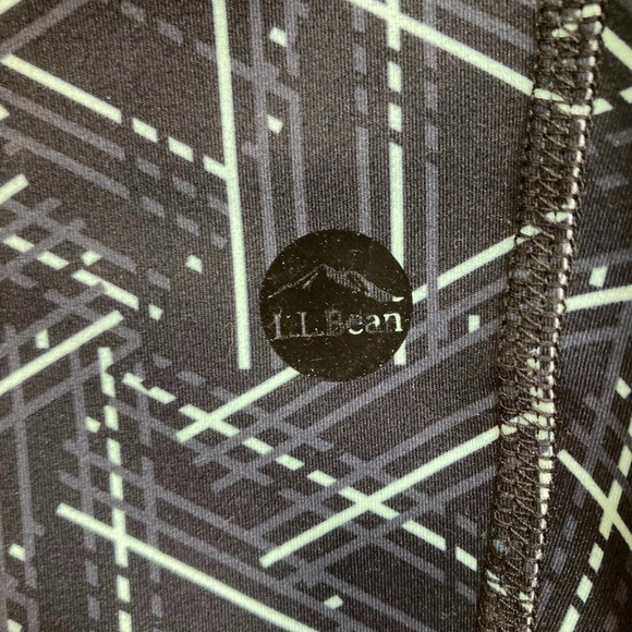 LL Bean Leggings Womens Sz LP Navy Geometric Patterned Stretch Comfort Ankle - Picture 4 of 10